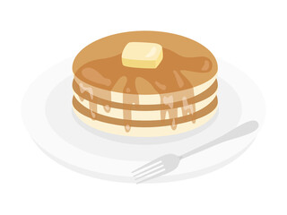 皿にのせたパンケーキのイラスト