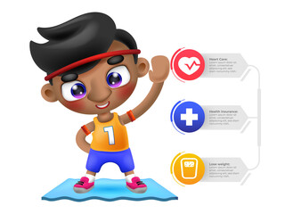 Man exercising and health infographic