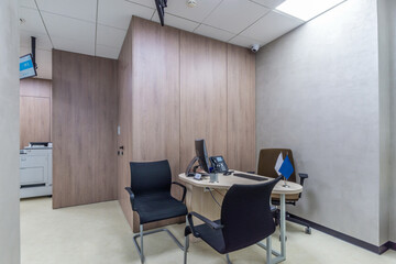 Workplace in the modern sales office with office equipment