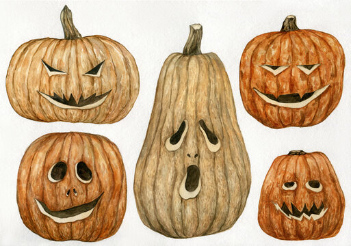Watercolor pumpkin set