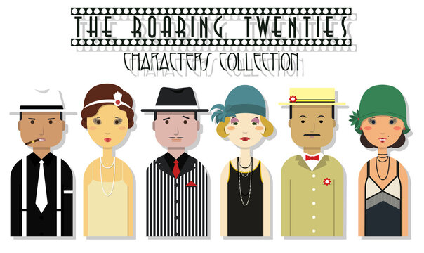 1920s Character Set, People And Fashion From The Roaring Twenties