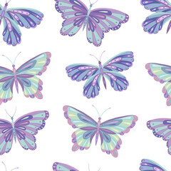 Seamless vector pattern of butterfly. Decoration print for wrapping, wallpaper, fabric, textile. Spring background.