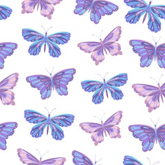 Seamless vector pattern of butterfly. Decoration print for wrapping, wallpaper, fabric, textile. Spring background.
