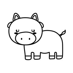 Cute donkey cartoon line style icon design, Animal zoo life nature and character theme Vector illustration