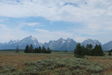 Mountain range in the Tetons in Wyoming
