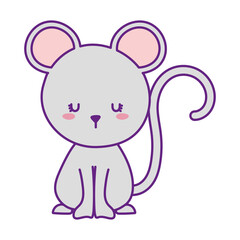 Cute mouse cartoon line and fill style icon design, Animal zoo life nature and character theme Vector illustration