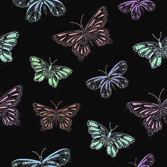 Fototapeta premium Seamless vector pattern with butterfly. Decoration print for wrapping, wallpaper, fabric, textile. 