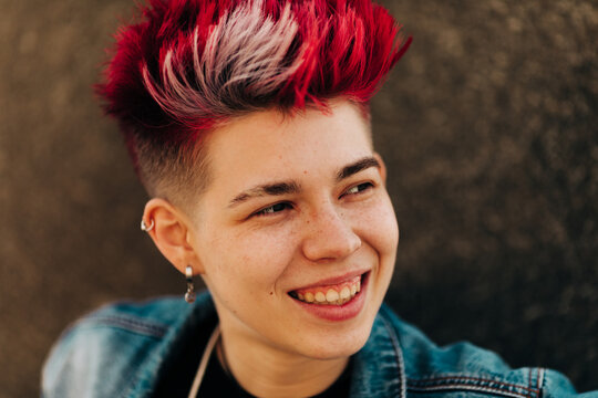 Closeup of androgyne woman