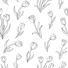 Seamless vector pattern of abstract floral elements. Background for greeting card, website, printing on fabric, gift wrap, postcard and wallpapers. 
