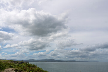 Sky with white clouds over the Irish Sea.