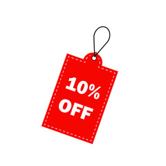Obraz na płótnie Canvas 10% off. Discount or Sale price tag. Save 10 percent icon. Vector illustration.