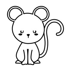 Cute mouse cartoon line style icon design, Animal zoo life nature and character theme Vector illustration