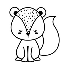 Cute squirrel cartoon line style icon design, Animal zoo life nature and character theme Vector illustration