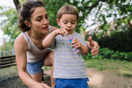 Mother and son spending time on weekend