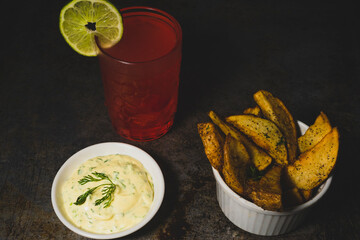Rustic Potato Chips and Soda on Tray