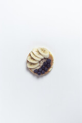 Healthy sandwich with blueberries and banana