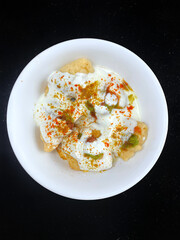 Dahi Wada The Famous Indian sweet and spice street food served with Mint and Tamarind sauce