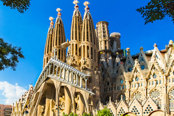 Barcelona, Spain, September 20, 2019. The Sagrada Familia, is a huge Roman Catholic basilica in...