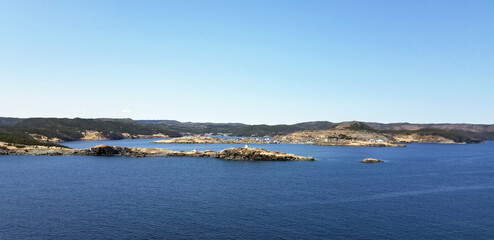 spring landscape with ocean and mountains