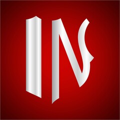 IN initials silver shield with maroon background