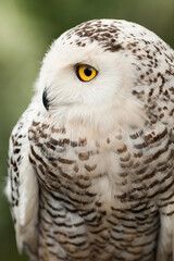 Polar owl sits in summer