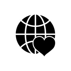 People icon, heart and hands, friendship, love icon isolated on white background