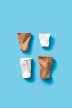 Used paper disposble cups.