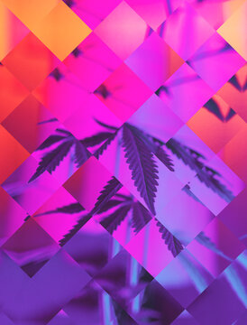 Colorful, vibrant and funky, abstract glitch cannabis/marijuana background