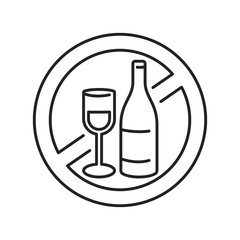 Non alcohol, sober line black icon. Beverage intolerance. Isolated vector element. Outline pictogram for web page, mobile app, promo.