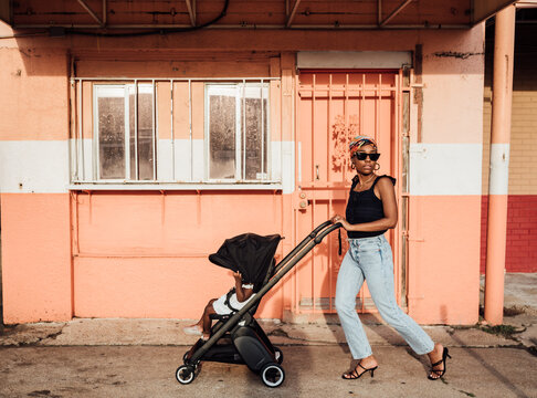 Mom Pushing Stroller