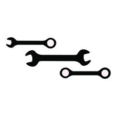 Wrench illustration. Sign for online store and website interface, application. Professional and home repair tool icons. Set for construction stores.