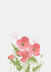 Floral Clean Template with bouquets of flowers without text. Vector illustration