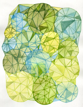Watercolor crystals abstract art
