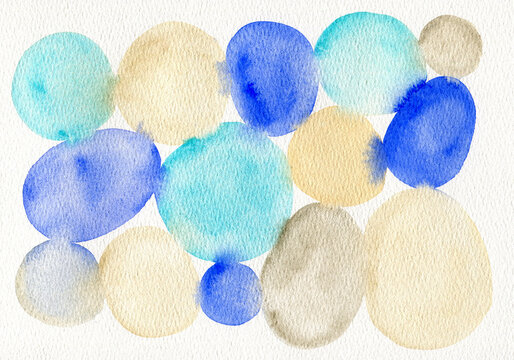 Blue and buff watercolor bubbles