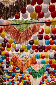 Street decoration during Feria de Malaga in Spain