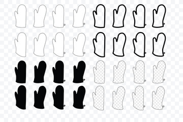 Kitchenware Oven Mitts Flat Icon , Line Icon A White Background