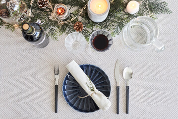 Christmas dinner table for a diner.