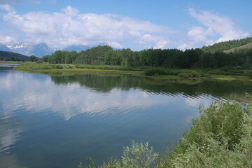 Reflective lake water in Wyoming