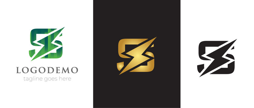 Initial letter S logo template with Power icon .This font with Electrical Bolt identity, moving and speed thunder  logo vector .
Automotive monogram ,logo mark minimal,abstract concept design .
