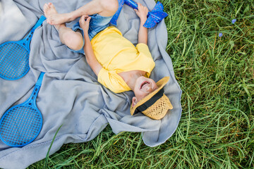 fun Boy play in the park . Games outdoor useful to all.