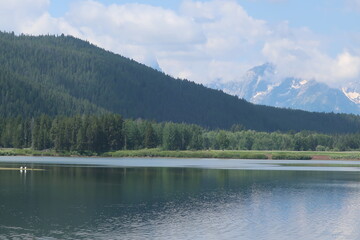 Reflective lake water in Wyoming