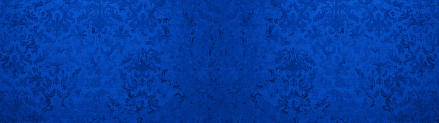 old grunge vintage cement texture with dark phantom blue floral seamless pattern print tiles...