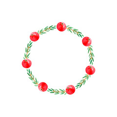 Hand painted watercolor clip art Christmas Wreath