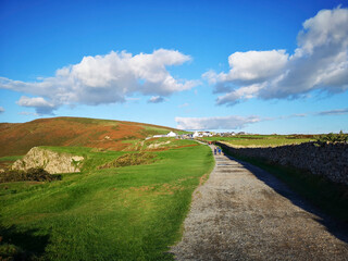 Beautiful Rhossili on the western end of Gower Peninsular. Autumn walking on the footpaths around the coast - Wales