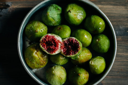 Figs on wooden background
