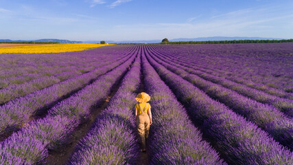 Woman in lavender field