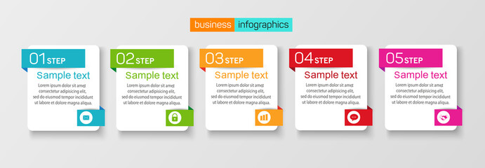 Template vector infographic set with 5 options. Abstract modern design can used for banner diagram workflow timeline and web design layout, presentation templates background