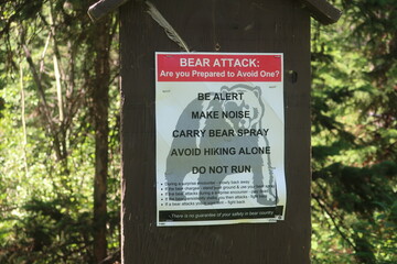 Bear attack warning sign