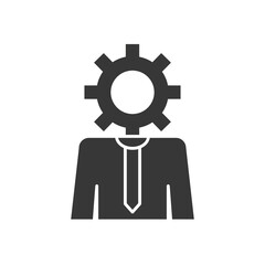 technical service concept, avatar man with gear wheel head shape icon, silhouette style