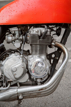 Part of motorbike with engine